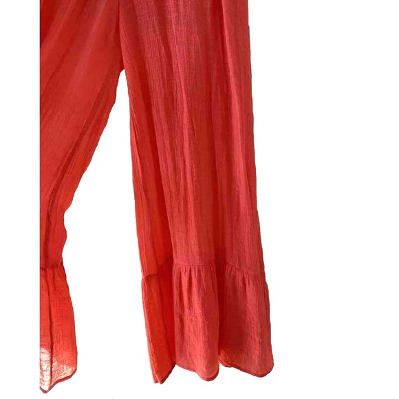 Flying Tomato Pink Red Flutter Sleeve Jumpsuit Size SMALL Lightweight Wide Leg - Picture 8 of 9